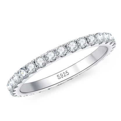 KNOBSPIN 2mm D Color Moissanite Ring 925 Sterling Sliver Solid 18k White Gold Eternity Band Wedding Engagement Rings For Women