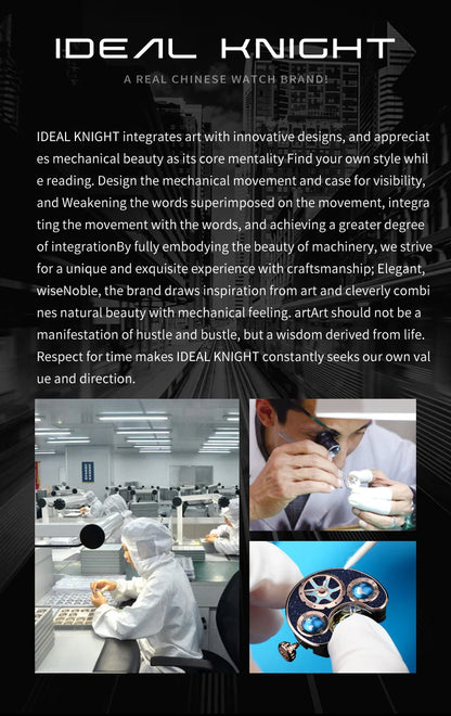 IDEAL KNIGHT Top Brand Luxruy Mens Watch Advanced Tourbillon Automatic Mechanical Watch Waterproof Luminous Dual Region Time