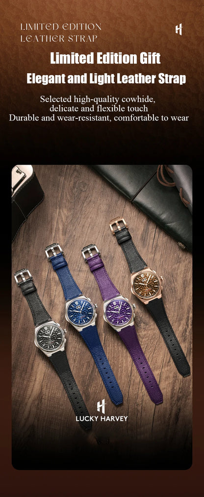 Lucky Harvey Hammered DialSelf-sounding Chiming Watches Automatic Movement Men's Watch 316L Stainless Steel Wristwatch Casual