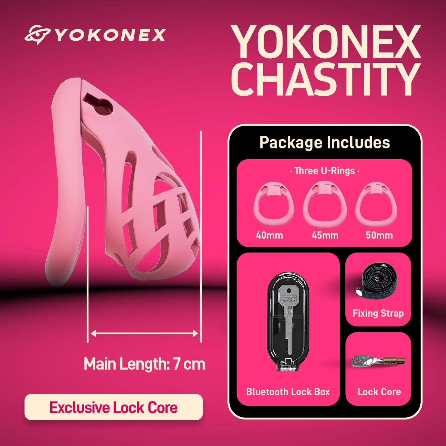 YoKoNex Men Chastity Lock, Black Male Cage, Penis Ring with 3 Sizes, Ergonomic Chastity Device, Adult Toy, New 2026