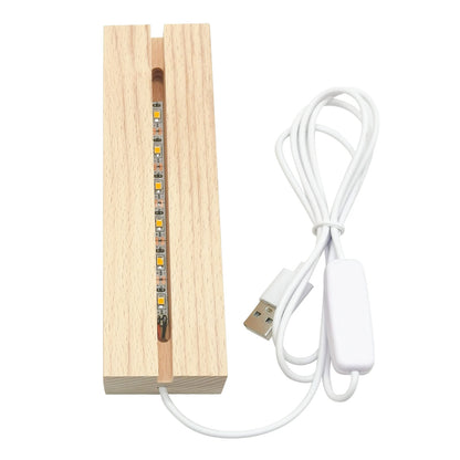 1-10PCS LED Wood Light Display Crystal Wooden Lighted Base Stand Acrylic Light Plate Base USB Wooden Base for Resin Art Light