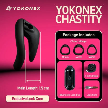 YoKoNex Men Chastity Lock, Black Male Cage, Penis Ring with 3 Sizes, Ergonomic Chastity Device, Adult Toy, New 2026