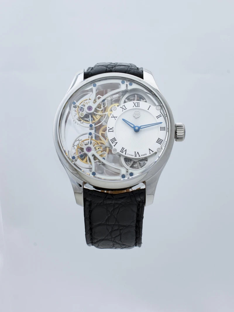 Men's Limited Edition Watch Front and Back Double Tourbillon Flying Suspension Watch Men's Luminous Mechanical Watch Steel