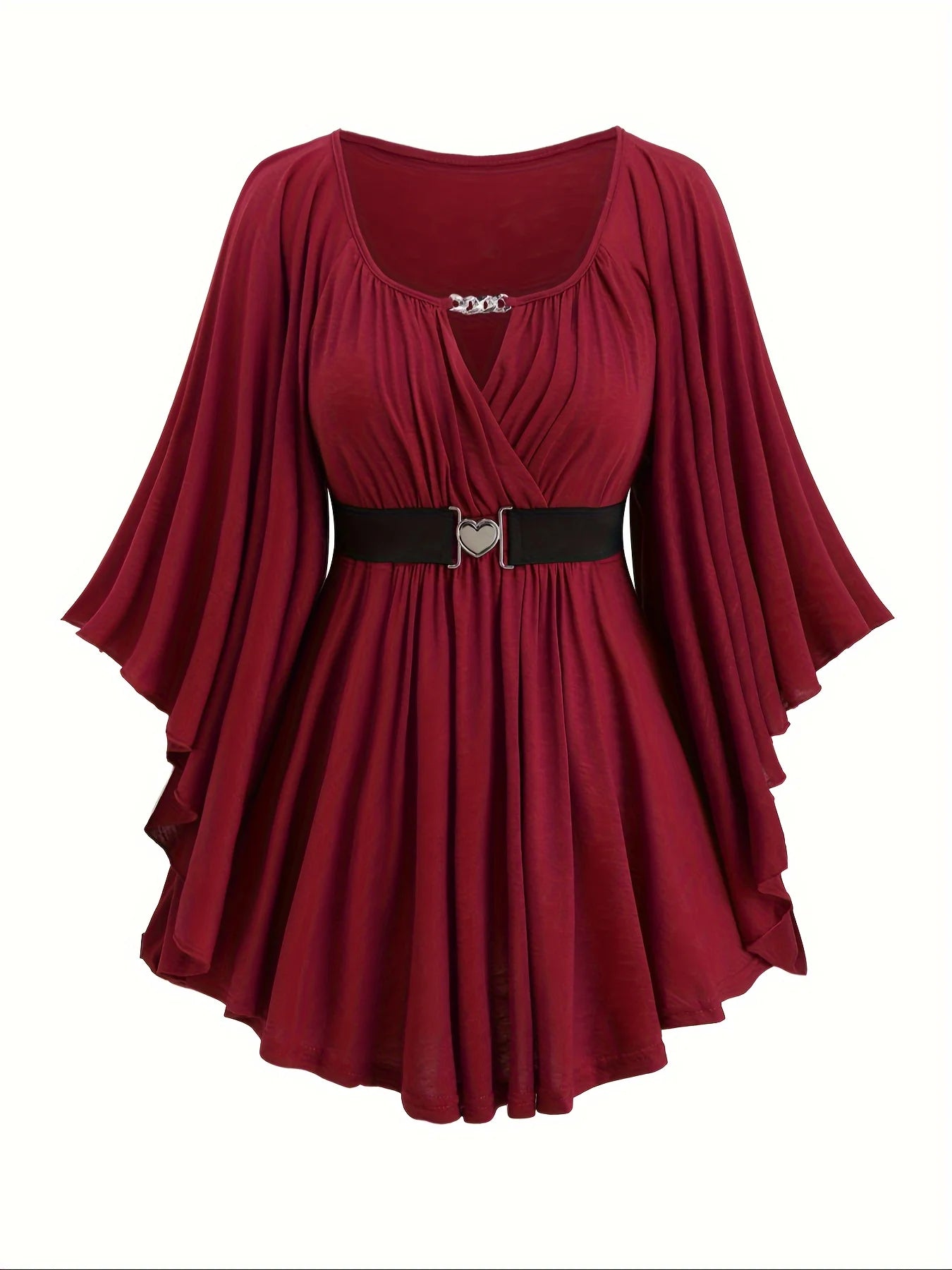 New autumn and winter European and American fashion women's clothing, oversized with an irregular hem, solid color, heart-shaped
