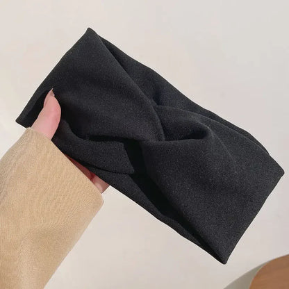 Fashion  Autumn Winter Wide Edge Cross Stretch Fabric Women Girl Headband Headpiece Turban Bandage Hair Accessories Headwear