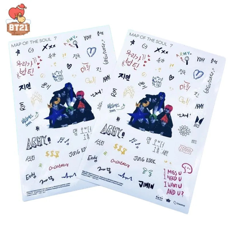 Cartoon BT21 Koya RJ Man Chimmy Tata Cooky Shooky Anime Peripheral Cute Transparent Decoration New Sticker Gift