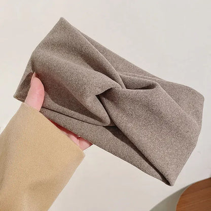 Fashion  Autumn Winter Wide Edge Cross Stretch Fabric Women Girl Headband Headpiece Turban Bandage Hair Accessories Headwear