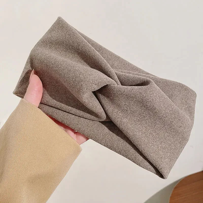 Fashion  Autumn Winter Wide Edge Cross Stretch Fabric Women Girl Headband Headpiece Turban Bandage Hair Accessories Headwear