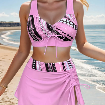 Summer Women Holiday Beachwear Sexy Cross Back Bikini Set for Women Slimming Two Piece Swimsuit with High Cut Bottoms Hot Sale