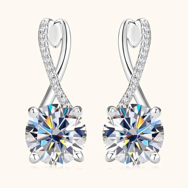 Taoyu D2.0CT Moissanite Drop Hie Earrings Real Silver Women Gold Plated Hoops Infinite Earring Certified Wedding Jewelry