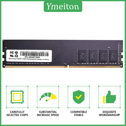 Ymeiton PC DDR4 Desktop memory cards memoriam 2400MHz 2666MHz 4GB 8GB 16GB 32GB U-DIMM RAM 288pin Desktop memory wholesale