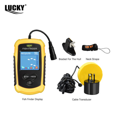 FFC1108-1 Alarm 100M Portable Sonar Fish Finders 45 degrees Sonar Coverage Echo Sounder Alarm Transducer Lake Sea Fishing
