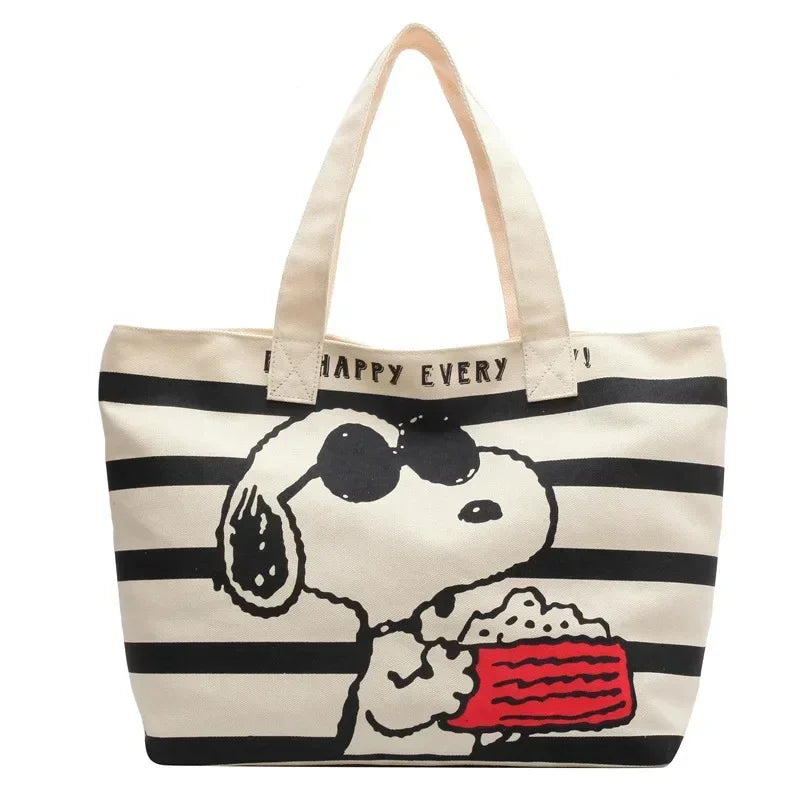 HOT Snoopy student cartoon large-capacity tote bag new versatile printed mommy bag portable shoulder shopping bag canvas bag