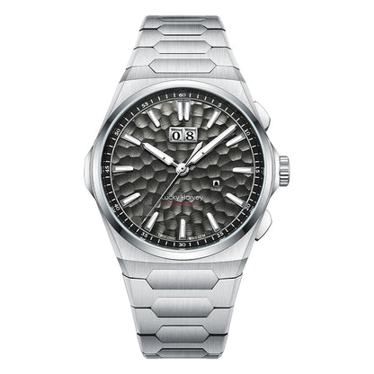 Lucky Harvey Hammered DialSelf-sounding Chiming Watches Automatic Movement Men's Watch 316L Stainless Steel Wristwatch Casual