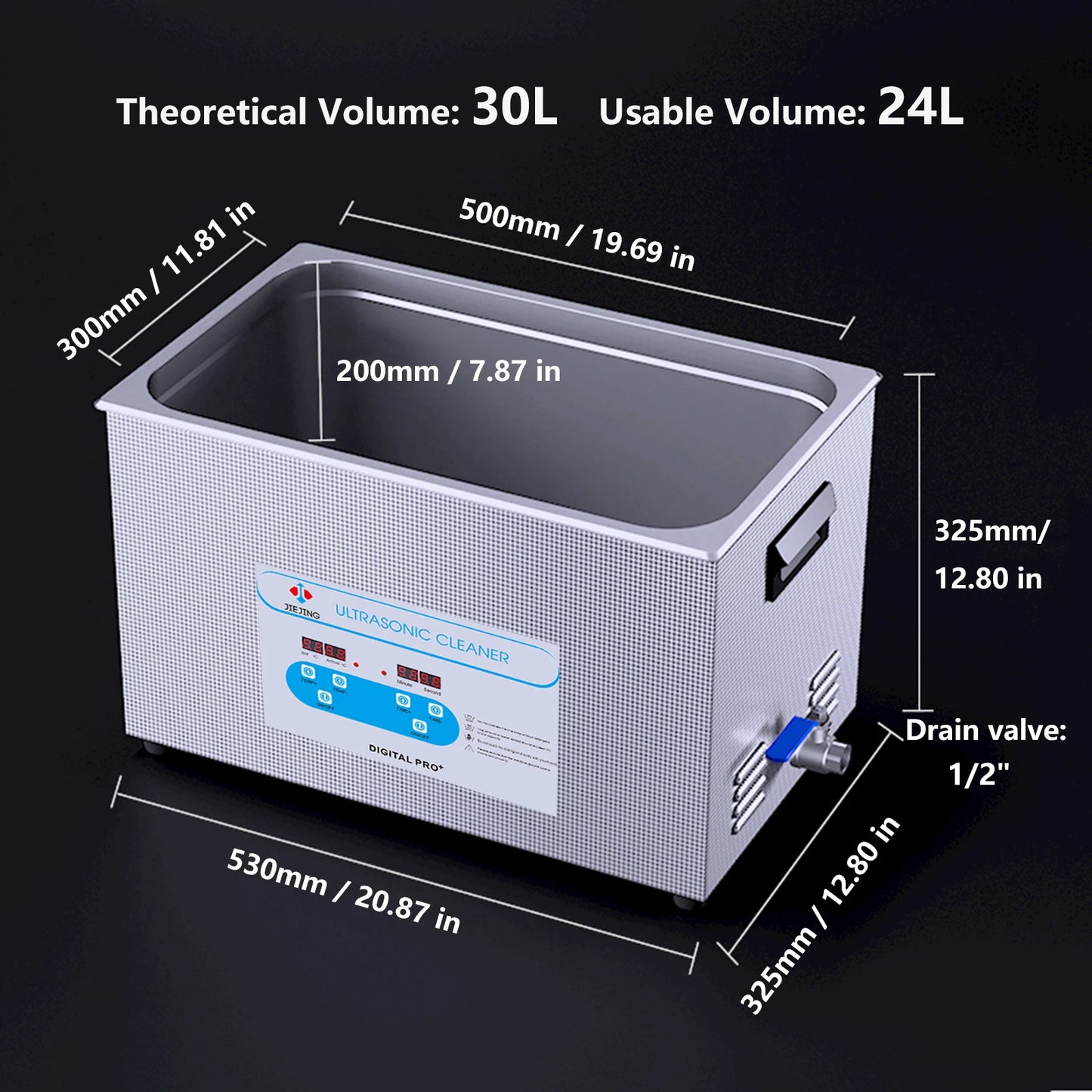 JIEJING 30L Ultrasonic Cleaner 40kHz Sonic Cleaner Machine Ultrasound Bath Tub for Automotive Parts Carburetor Jewelry Glasses