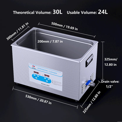 JIEJING 30L Ultrasonic Cleaner 40kHz Sonic Cleaner Machine Ultrasound Bath Tub for Automotive Parts Carburetor Jewelry Glasses