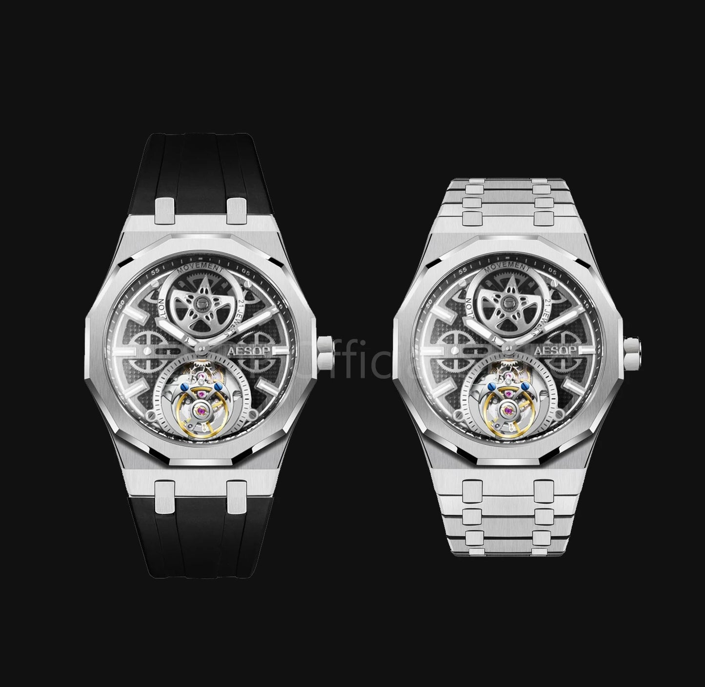 AESOP Men Flying Tourbillon Movement Mechanical Automatic Luxury Watches Wristwatches Skeleton Watch Brand For Man Sapphire