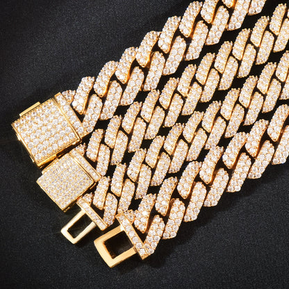 Iced Out Miami Cuban Chain Necklace For Men Women 8mm 10mm 12mm Zircon Link Gold Silver Color Fahion Hip Hop Jewelry