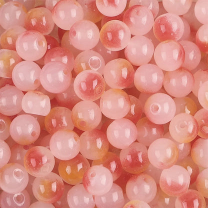 50pcs 8mm Glass Imitation Jade Bead Gradient Double Color Round Bead Handmade DIY Bracelet Necklace Jewelry Making Loose Bead Ma