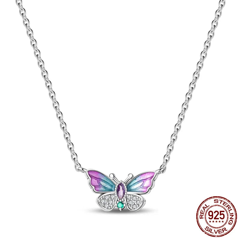 New 925 Sterling Silver Cupid Arrow Mobius Butterfly Dragonfly Sparkling Simple Heart Guardian Necklace 100% 925 Sterling Silver