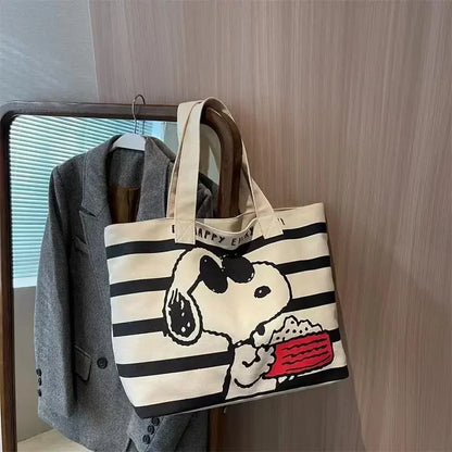 HOT Snoopy student cartoon large-capacity tote bag new versatile printed mommy bag portable shoulder shopping bag canvas bag