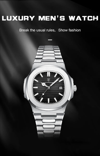 POEDAGAR Top Luxury Brand Man Watch Sports Waterproof Luminous Date Men Wristwatch Square Dial Quartz Men's Watches High Quality