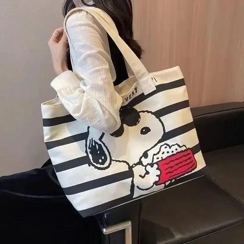 HOT Snoopy student cartoon large-capacity tote bag new versatile printed mommy bag portable shoulder shopping bag canvas bag