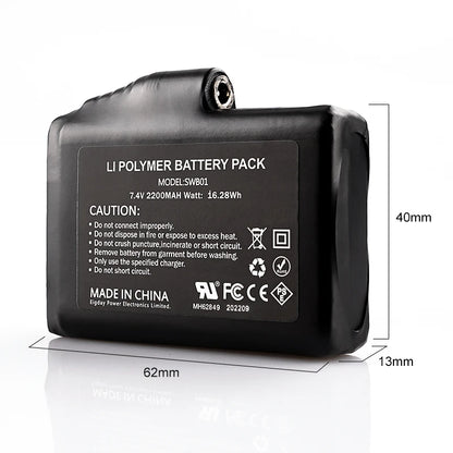 Rechargeable Battery Charger with Batteries for Heated Gloves Heated Socks Heating Jacket USB Charger 7.4V,2200MAH Battery