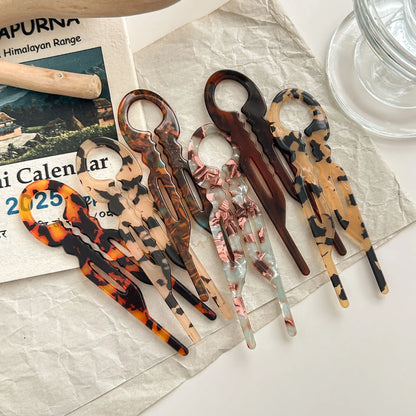 Fashion Bow Design Hair Bun U-Shaped Hair Sticks Acetate Hair Fork Hairpins Women Meatball Sweet Girls Hair Accessories Headband