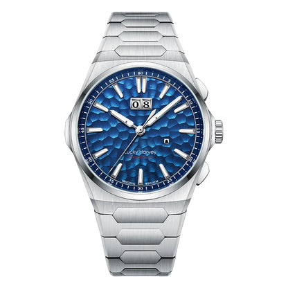 Lucky Harvey Hammered DialSelf-sounding Chiming Watches Automatic Movement Men's Watch 316L Stainless Steel Wristwatch Casual