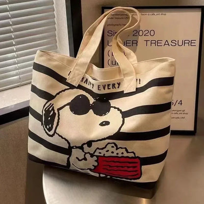 HOT Snoopy student cartoon large-capacity tote bag new versatile printed mommy bag portable shoulder shopping bag canvas bag