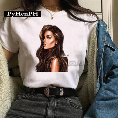 Fashion Girl T Shirt  A Stylish European and American Style Printed T-shirt Is A Great Summer Casual Friend for Women