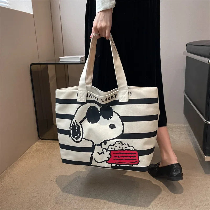 HOT Snoopy student cartoon large-capacity tote bag new versatile printed mommy bag portable shoulder shopping bag canvas bag