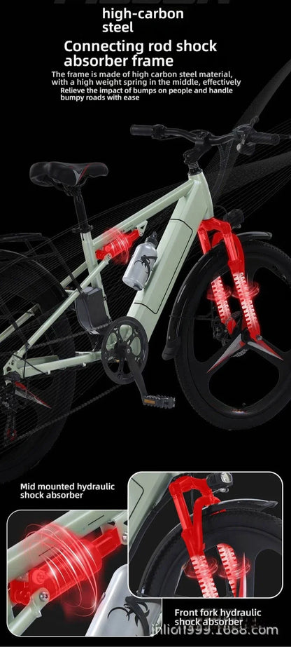 26-inch electric bicycle, 400W motor, 48V 30AH battery, adult ebike, multiple colors available, fashionable electric bike