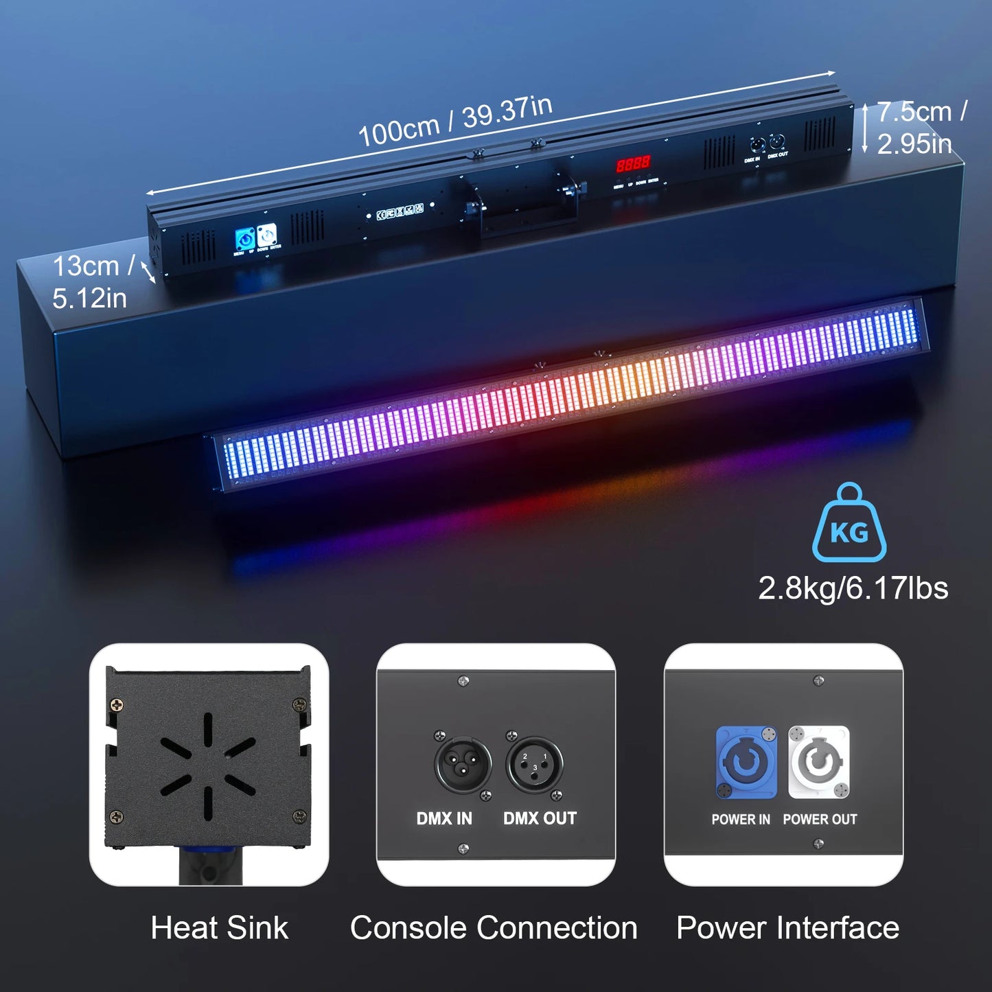 Yiflamefly 2Pcs 150W RGB 768LEDs Wall Washer Lights Pixel Stage Light Bar With Strobe/Fade/Pulse For Wedding Party KTV Bar Show
