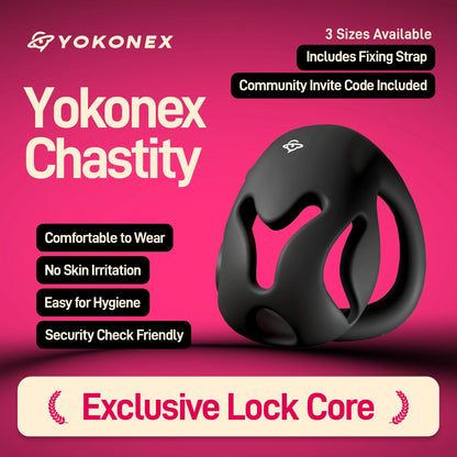 YoKoNex Men Chastity Lock, Black Male Cage, Penis Ring with 3 Sizes, Ergonomic Chastity Device, Adult Toy, New 2026