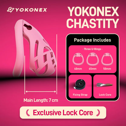 YoKoNex Men Chastity Lock, Black Male Cage, Penis Ring with 3 Sizes, Ergonomic Chastity Device, Adult Toy, New 2026