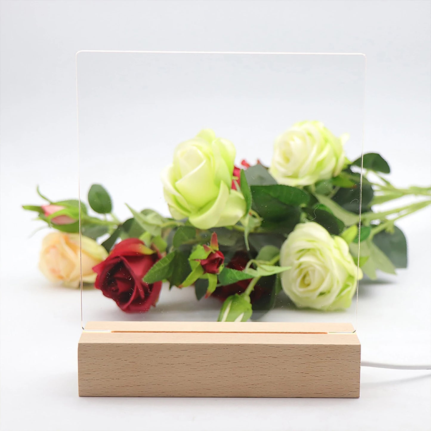 1-10PCS LED Wood Light Display Crystal Wooden Lighted Base Stand Acrylic Light Plate Base USB Wooden Base for Resin Art Light