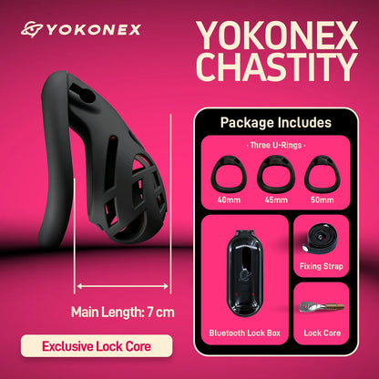 YoKoNex Men Chastity Lock, Black Male Cage, Penis Ring with 3 Sizes, Ergonomic Chastity Device, Adult Toy, New 2026