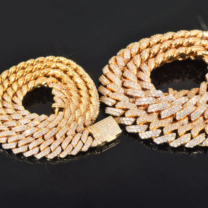 Iced Out Miami Cuban Chain Necklace For Men Women 8mm 10mm 12mm Zircon Link Gold Silver Color Fahion Hip Hop Jewelry