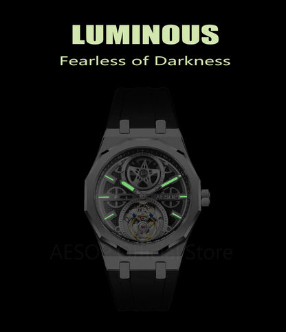 AESOP Men Flying Tourbillon Movement Mechanical Automatic Luxury Watches Wristwatches Skeleton Watch Brand For Man Sapphire