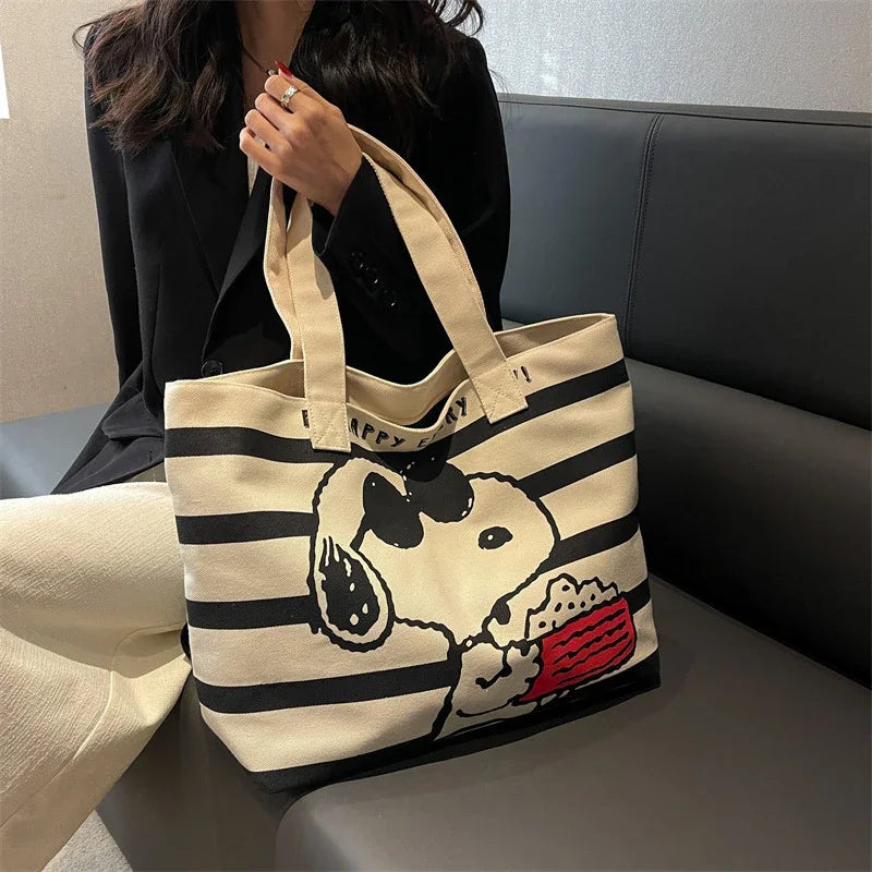 HOT Snoopy student cartoon large-capacity tote bag new versatile printed mommy bag portable shoulder shopping bag canvas bag