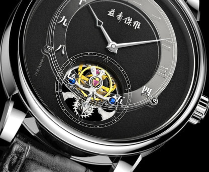 New Year's watch gift  limited edition genuine watch men's mechanical watch tourbillon hollow leather waterproof