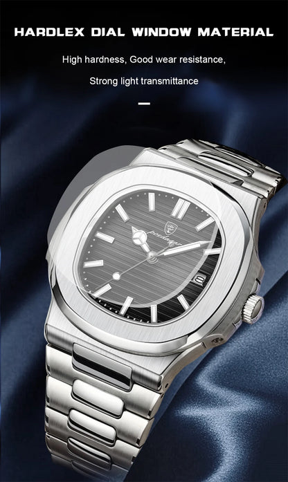 POEDAGAR Top Luxury Brand Man Watch Sports Waterproof Luminous Date Men Wristwatch Square Dial Quartz Men's Watches High Quality