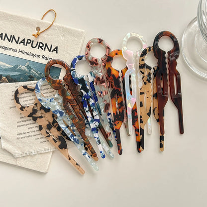 Fashion Bow Design Hair Bun U-Shaped Hair Sticks Acetate Hair Fork Hairpins Women Meatball Sweet Girls Hair Accessories Headband