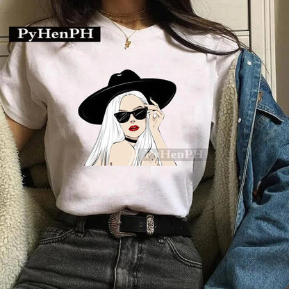 Fashion Girl T Shirt  A Stylish European and American Style Printed T-shirt Is A Great Summer Casual Friend for Women