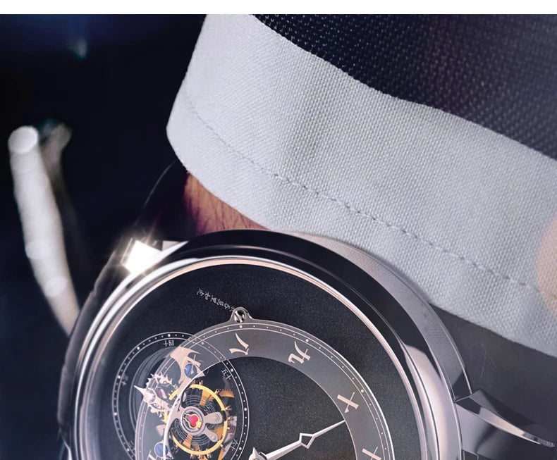 New Year's watch gift  limited edition genuine watch men's mechanical watch tourbillon hollow leather waterproof