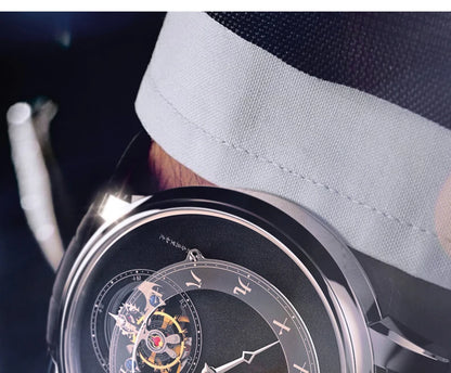 New Year's watch gift  limited edition genuine watch men's mechanical watch tourbillon hollow leather waterproof