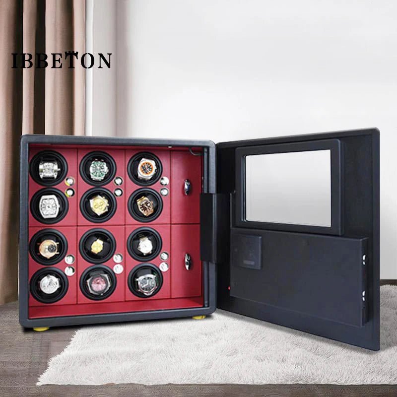 Watch Winder Explosion proof Glass Watch Safe German Mechanical Watch Box 6-9-12 Table Position Automatic Shaking Watch Safe Con