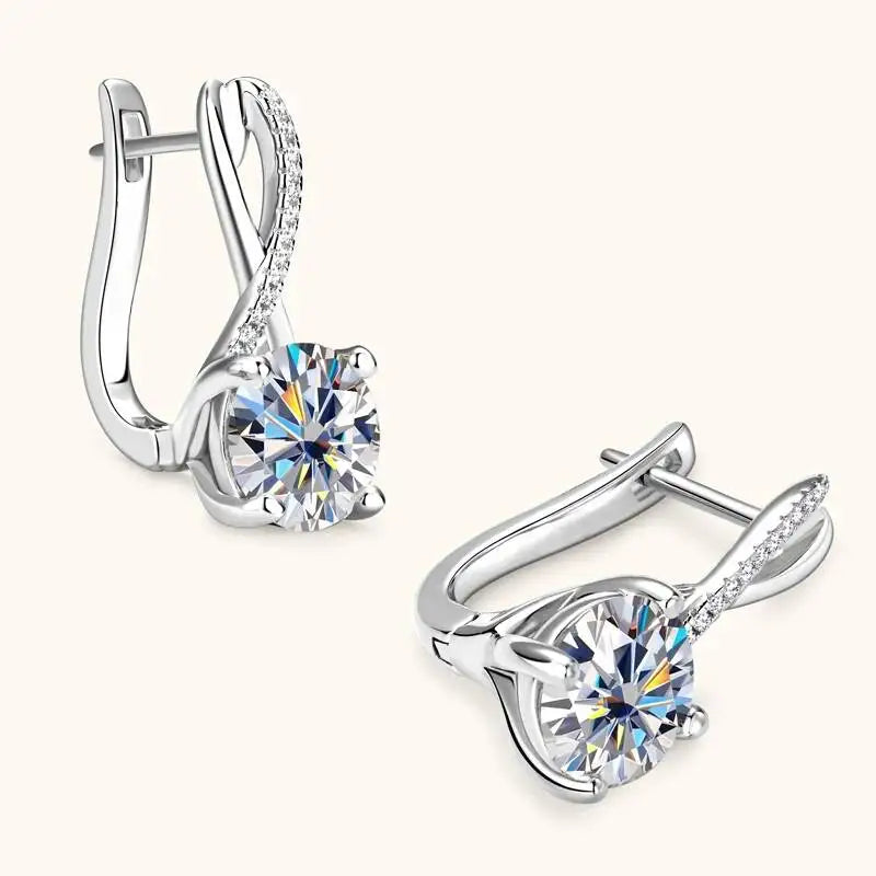Taoyu D2.0CT Moissanite Drop Hie Earrings Real Silver Women Gold Plated Hoops Infinite Earring Certified Wedding Jewelry
